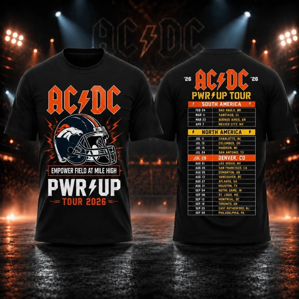 AC DC Merch ACDC Power Up World Tour 2026 Denver CO Shirt Empower Field At Mile High Rock Merch - Merchluma