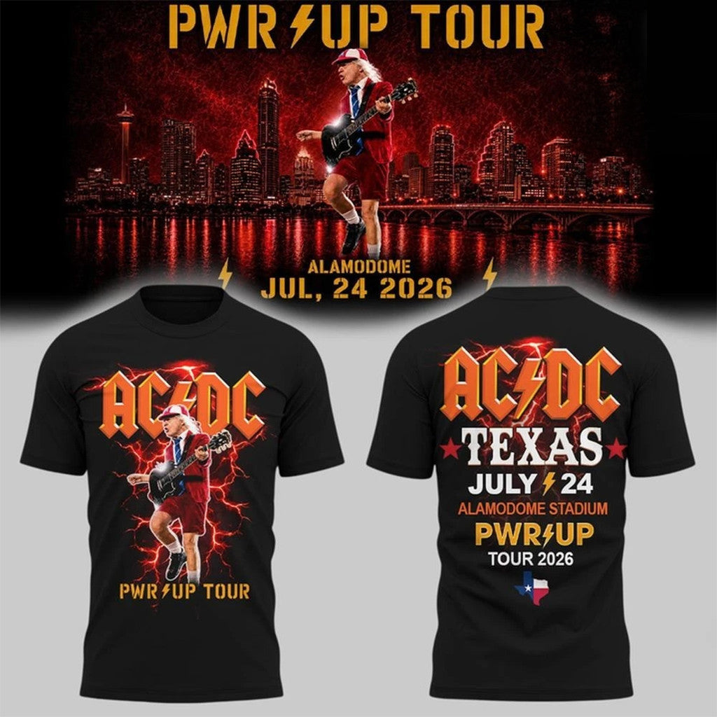 AC DC Merch ACDC Power Up World Tour San Antonio 2026 Shirt Alamodome TX Event Concert Apparel - Merchluma