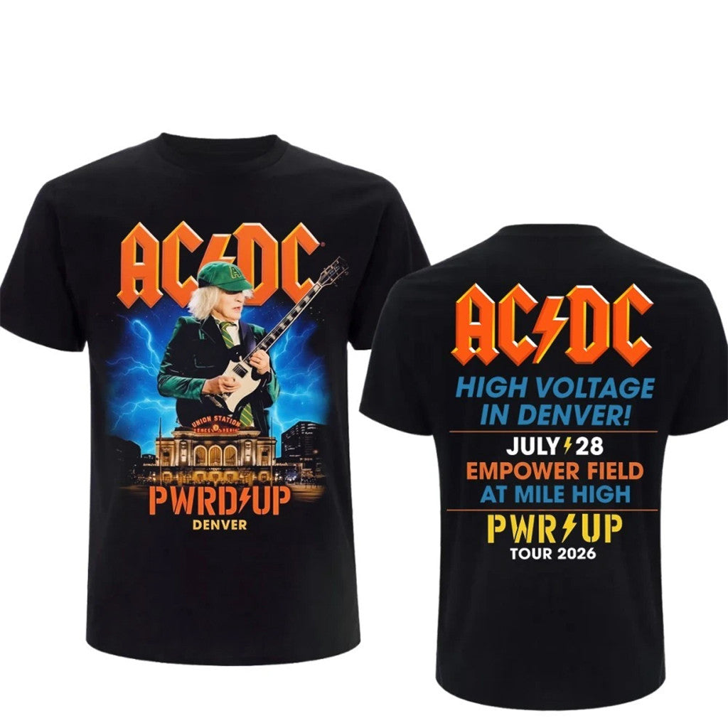AC DC Merch ACDC Pwr Up Tour 2026 Denver T-Shirt At Empower Field At Mile High Shirt Fan Gear - Merchluma