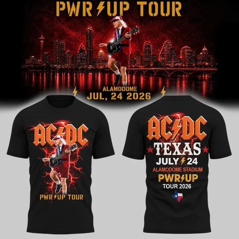 AC DC Merch ACDC San Antonio 2026 Concert Shirt Power Up World Tour Merch Gift For Band Fans - Merchluma
