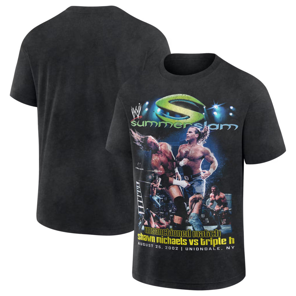 WWE Merch 2026 Shawn Michaels Vs Triple H Black WWE SummerSlam 2002 T-Shirt Gift For WWE Fans - Merchluma