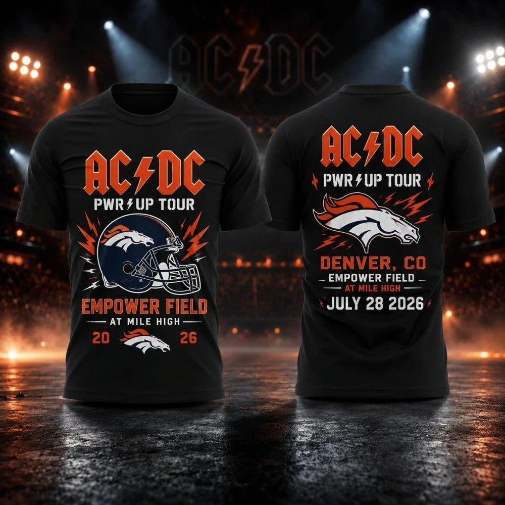 ACDC Merch 2026 ACDC Concert Shirt Denver Empower Field At Mile High Shirt PWR Up Tour Merch - Merchluma