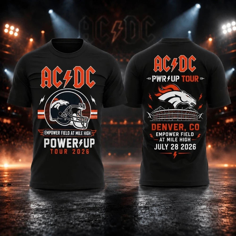 ACDC Merch 2026 ACDC Denver CO Concert Shirt Power Up Tour Merch Gift For Rock Band Fans - Merchluma