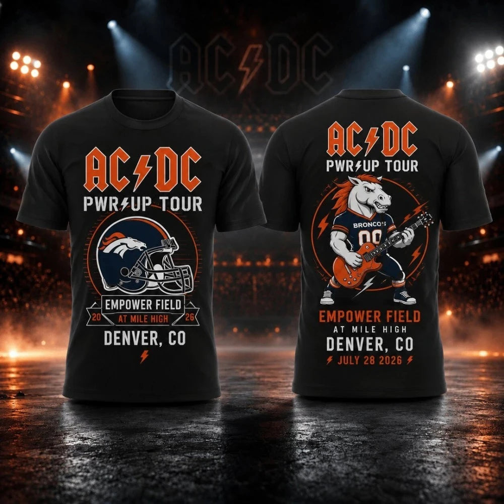 ACDC Merch 2026 ACDC Denver Colorado Tour Shirt Empower Field Shirt Heavy Rock Band Fan Apparel - Merchluma