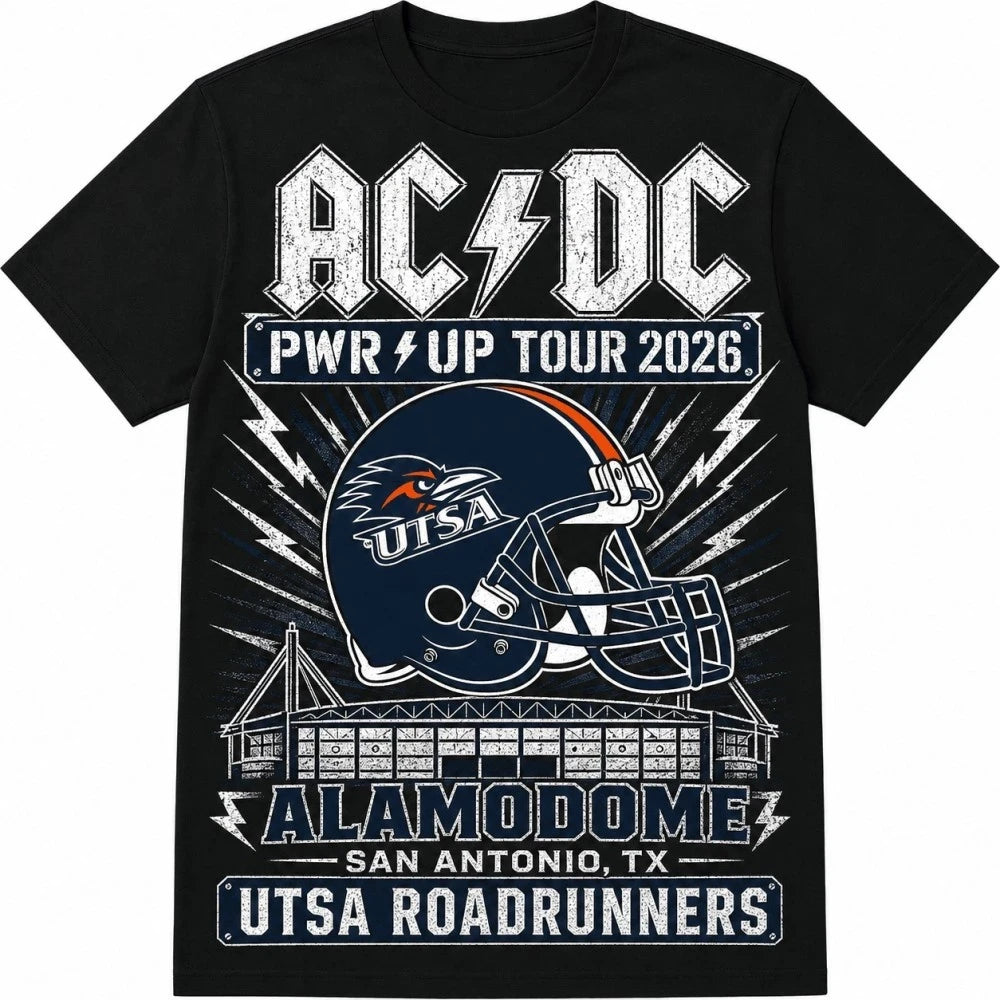 ACDC Merch ACDC San Antonio Texas Tour Shirt PWR Up Tour Merch Heavy Rock Band Fan Apparel - Merchluma