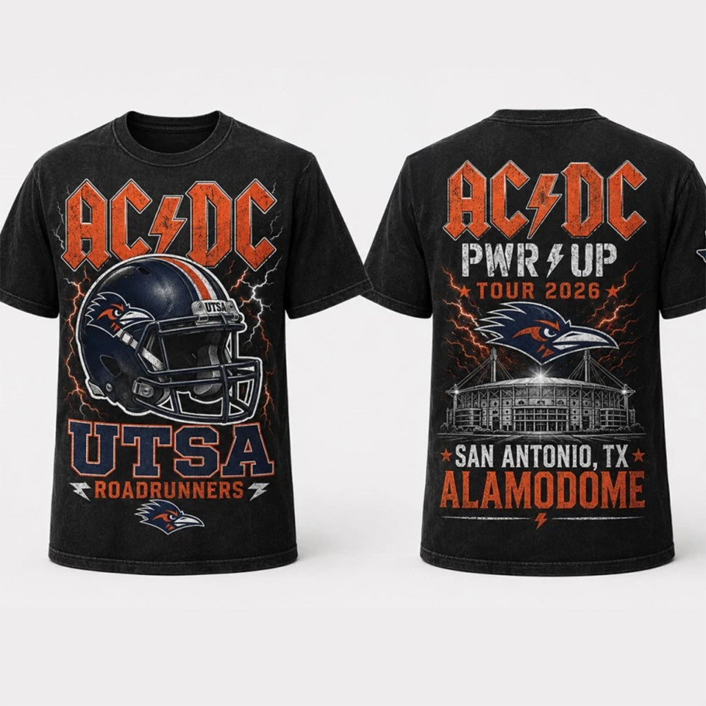 ACDC X UTSA Roadrunners Merch AC DC San Antonio Texas Event Shirt Rock Concert Apparel Fan Gift - Merchluma
