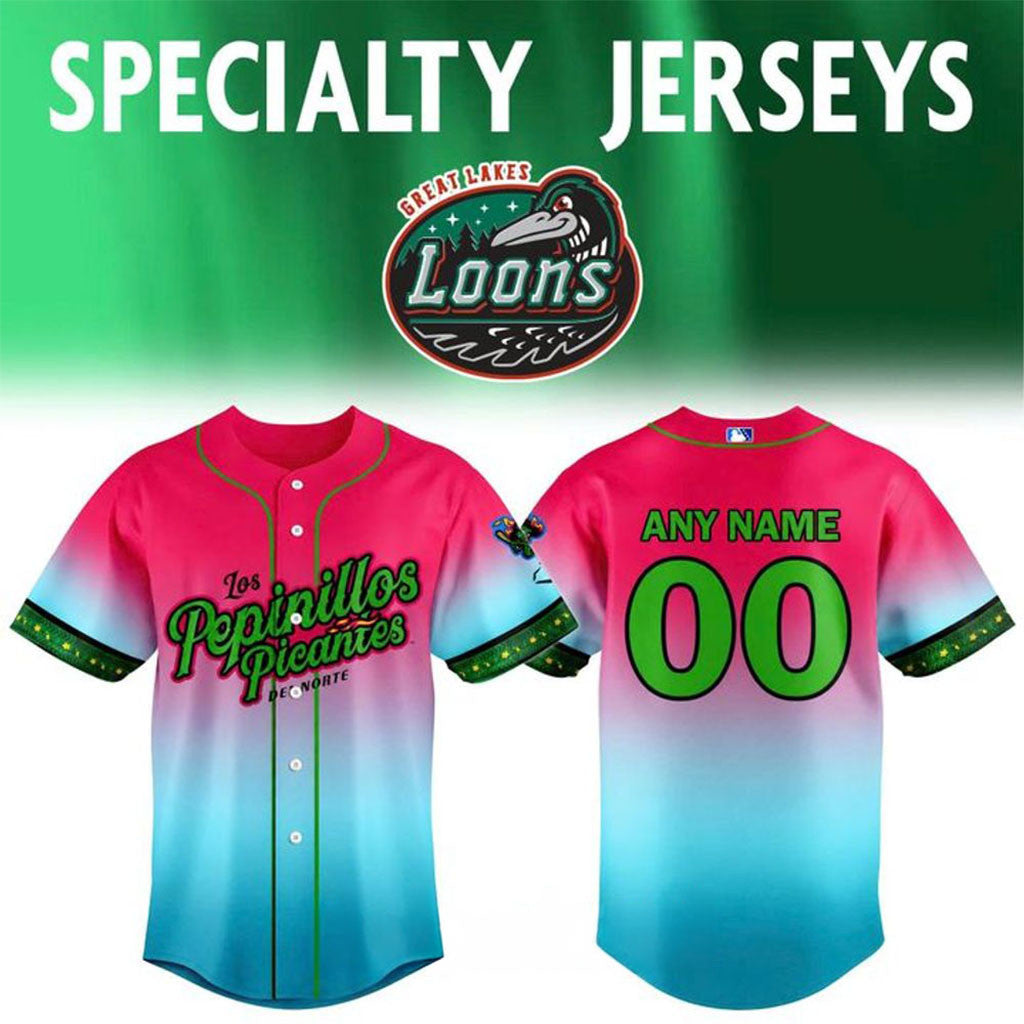 Personalized Great Lakes Loons Los Pepinillos Picantes 2026 Baseball Jersey Lakes Loons Merch - Merchluma