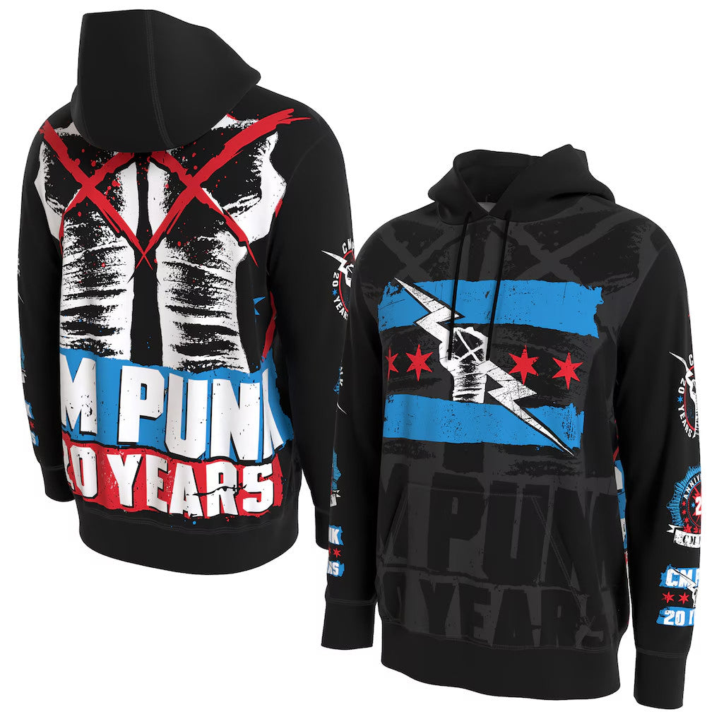 WWE Merch 2026 Black CM Punk 20 Years Hoodie CM Punk Merch Present For Wrestling Fan - Merchluma