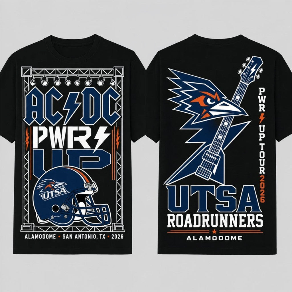 ACDC X UTSA Roadrunners Merch ACDC Power Up Tour 2026 San Antonio Texas T-Shirt Fan Apparel - Merchluma
