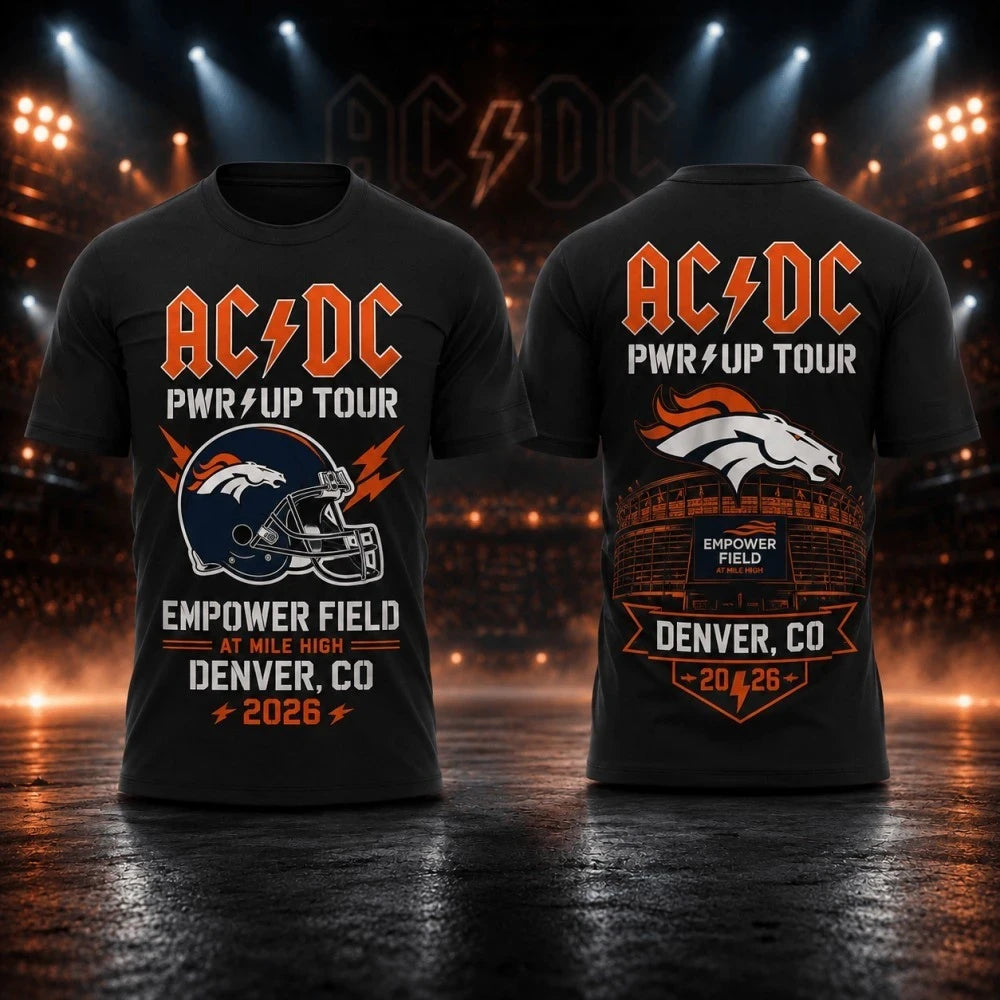 AC DC Merch 2026 AC DC Denver CO Concert T-Shirt Power Up World Tour Merch Rock Fan Gifts - Merchluma