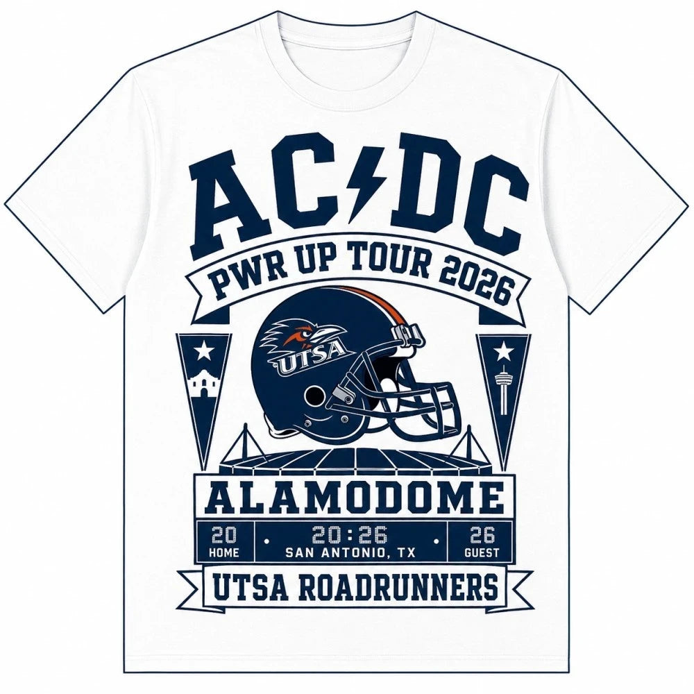 ACDC Merch ACDC Power Up Tour 2026 San Antonio TX T-Shirt UTSA Roadrunners Shirt Fan Apparel - Merchluma