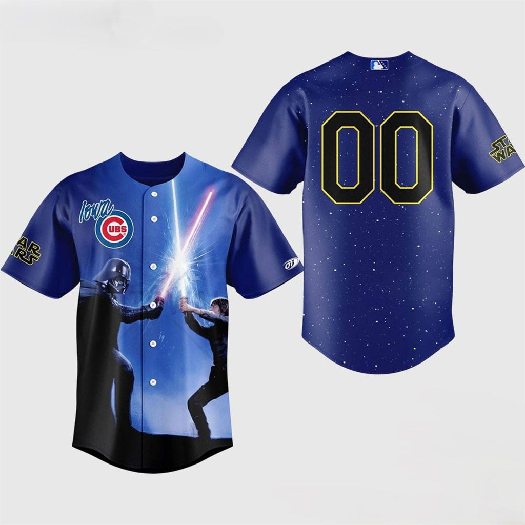Personalized Chicago Cubs Star Wars Lowa Darth Vader Luke Skywalker Lightsaber Baseball Jersey - Merchluma