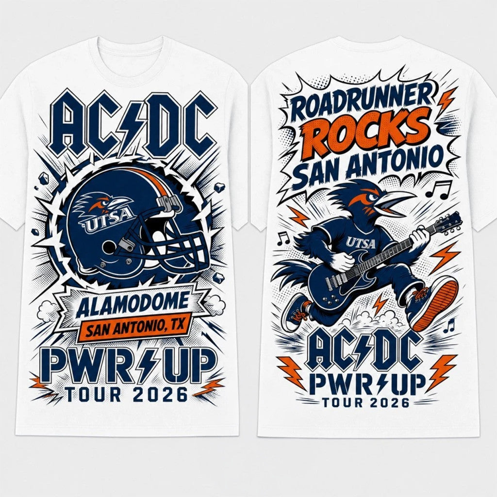 ACDC X UTSA Roadrunners Merch ACDC San Antonio Alamodome Tour Shirt 2026 Power Up Tour Merch - Merchluma