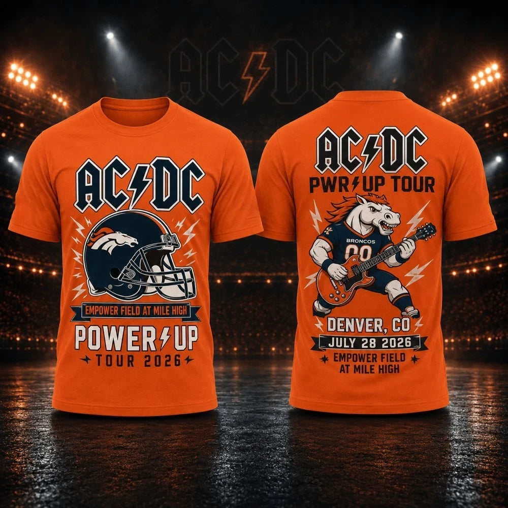 AC DC Merch 2026 ACDC Live In Denver CO Empower Field At Mile High T-Shirt Power Up Tour Merch - Merchluma
