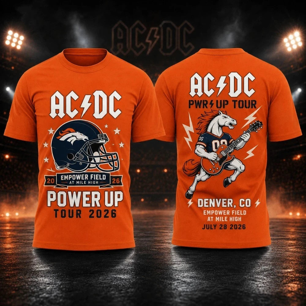 AC DC Merch 2026 ACDC Power Up Tour Denver CO Shirt Empower Field At Mile High Rock Band Merch - Merchluma