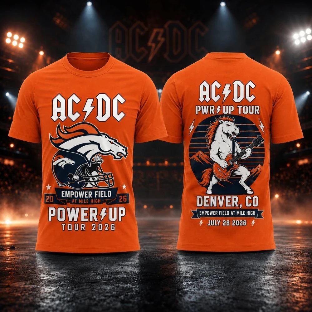 ACDC Merch 2026 ACDC Denver CO Empower Field At Mile High Concert T-Shirt Power Up Tour Merch - Merchluma