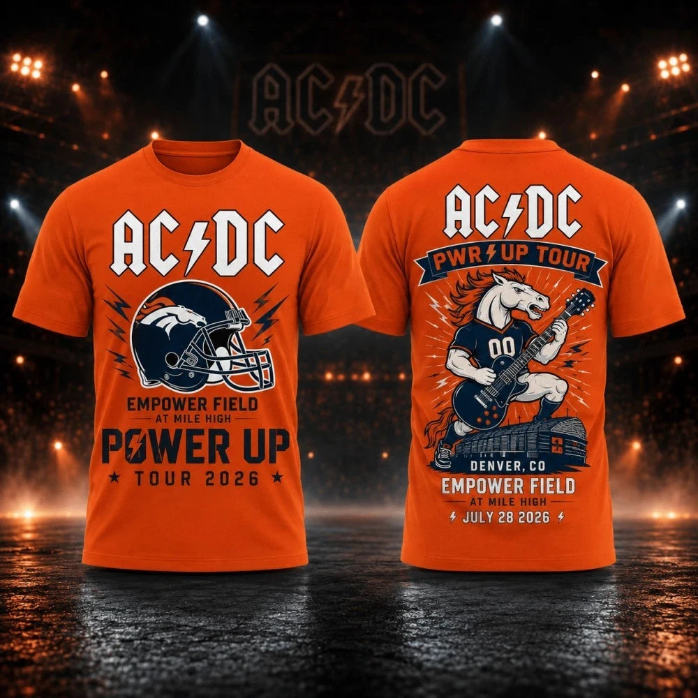 AC DC Merch 2026 ACDC Concert Shirt Denver CO Power Up Tour Empower Field At Mile High Outfits - Merchluma