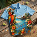 Jimmy Buffett Margaritaville Retired Blue Polo Shirt Tropical Themed Polos Jimmy Buffett Merch - Merchluma