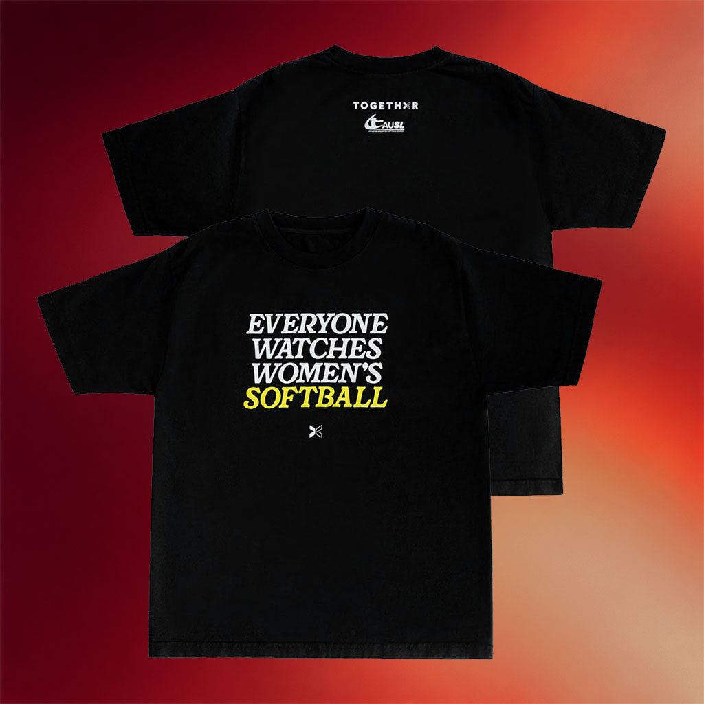 Togethxr Merch 2026 AUSL X Togethxr Shirt Everyone Watches Women's Softball T-Shirt Black - Merchluma