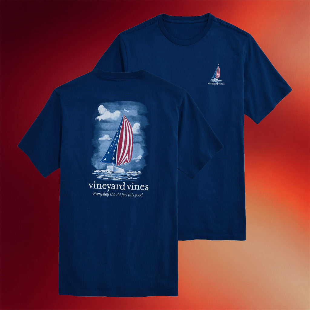Vineyard Vines Merch 2026 Painted Americana Sail T-Shirt Birthday Gift Ideas For Husband - Merchluma