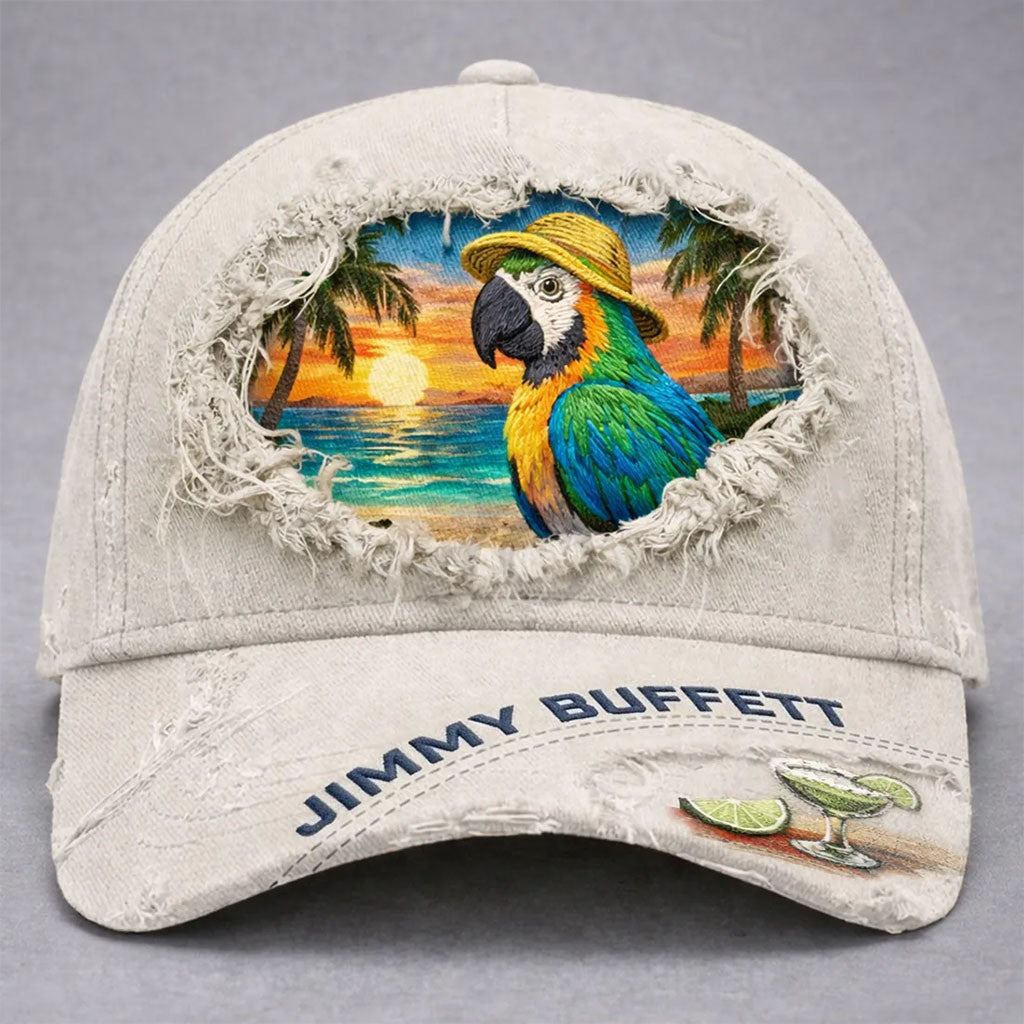 Jimmy Buffett Parrot Distressed Hat Tropical Themed Baseball Cap Jimmy Buffett Merch 2026 - Merchluma