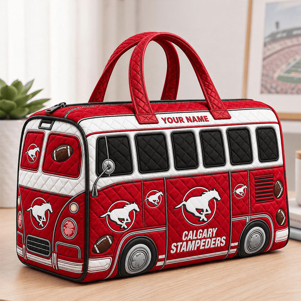 Personalized Calgary Stampeders CFL New Quilted Duffel Bag Calgary Stampeders Merch Fan Gifts - Merchluma