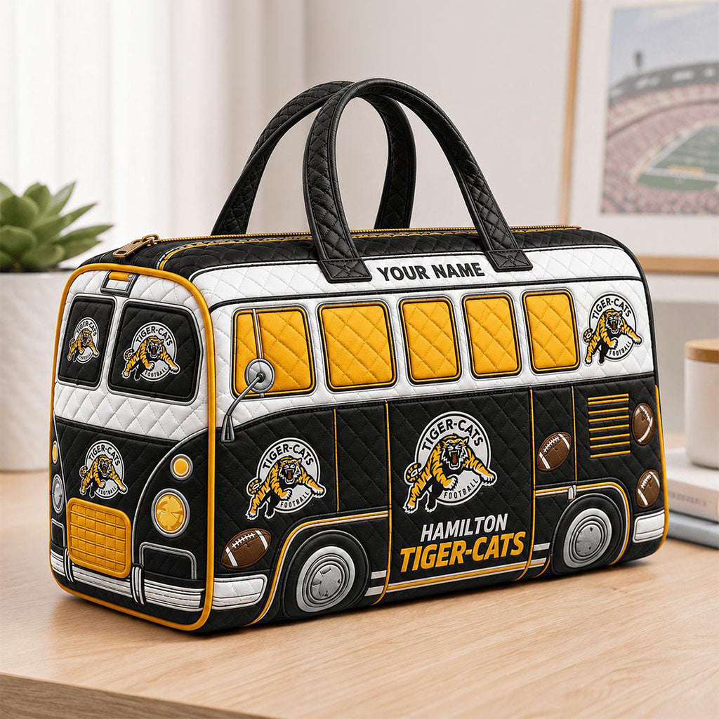 Personalized Hamilton Tiger-Cats CFL New Quilted Duffle Bag Tiger-Cats Merch Football Fan Gifts - Merchluma