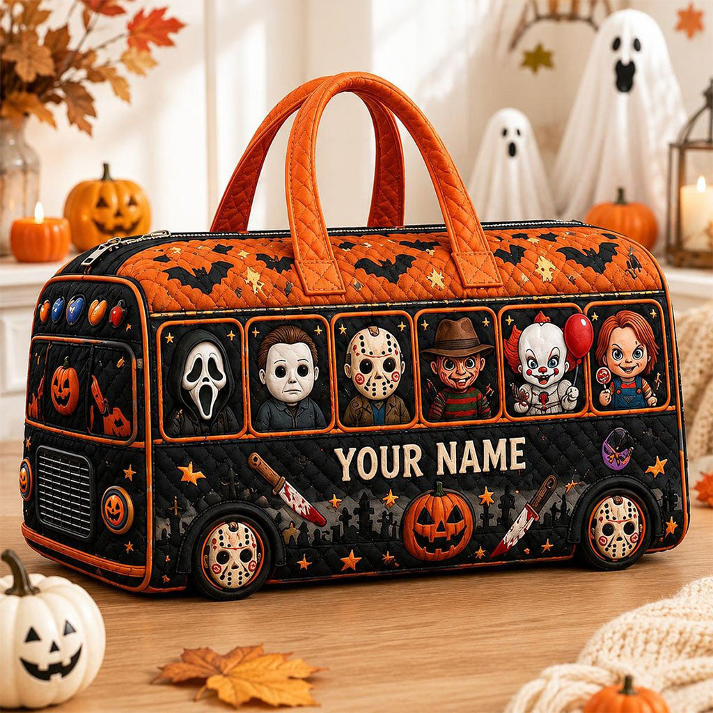 Personalized Horror Movie Halloween Quilted Duffle Bag Halloween Merch Gift For Horror Fans - Merchluma