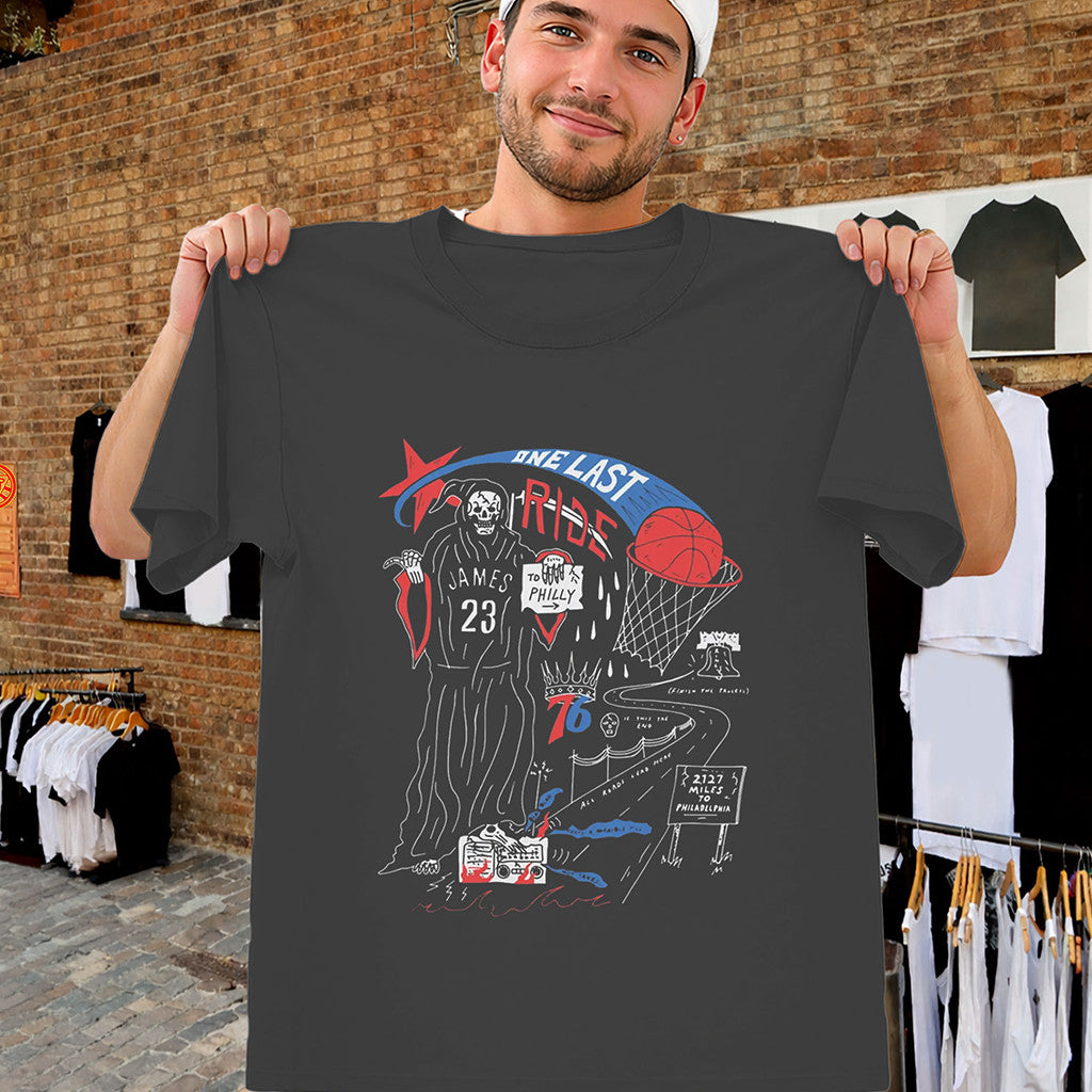 One Last Ride Philly 76ers Shirt LeBron James Merch Gifts For Basketball Fan - Merchluma