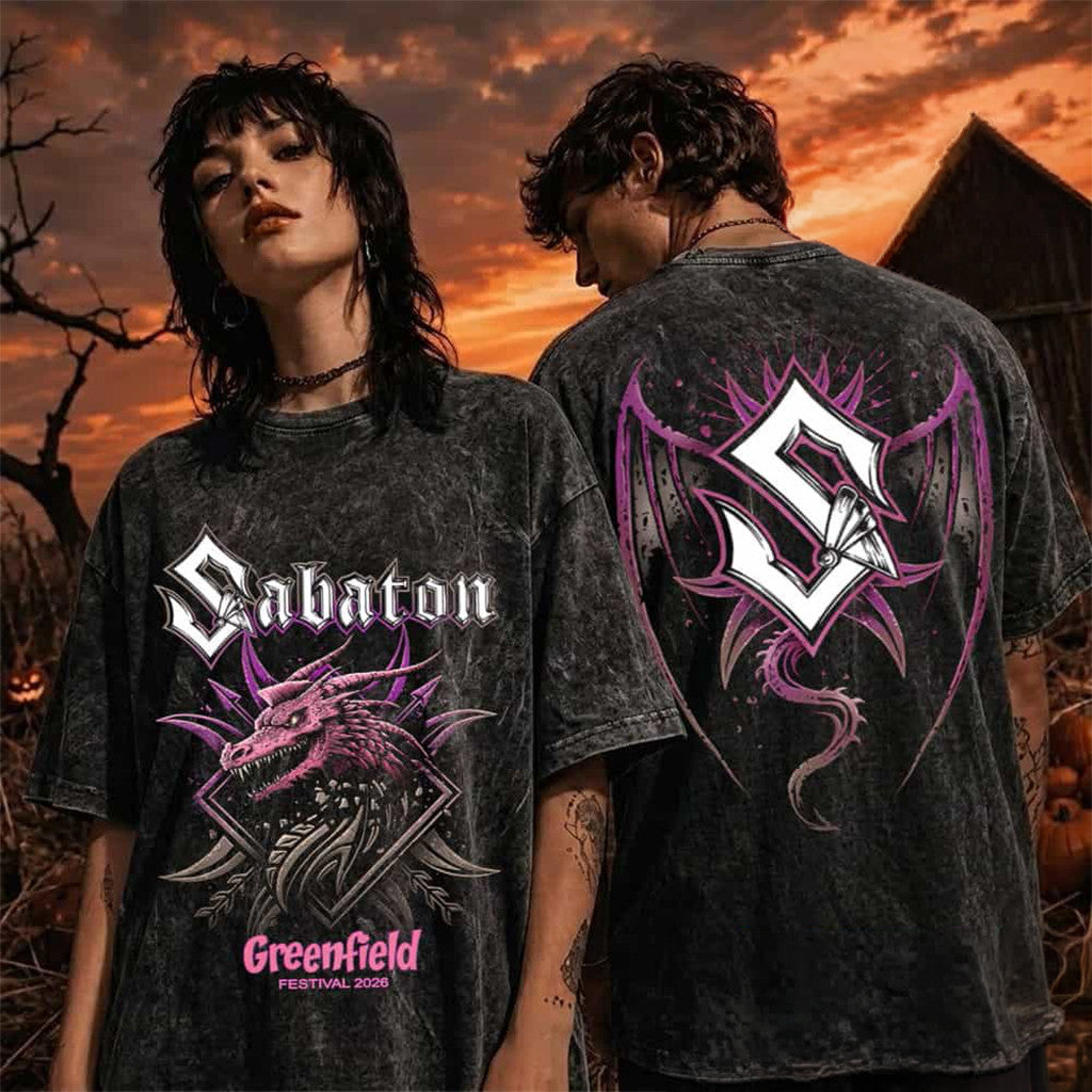 Sabaton Merch Greenfield Festival 2026 Event Purple Dragon Head T-Shirt Gifts For Music Lovers - Merchluma