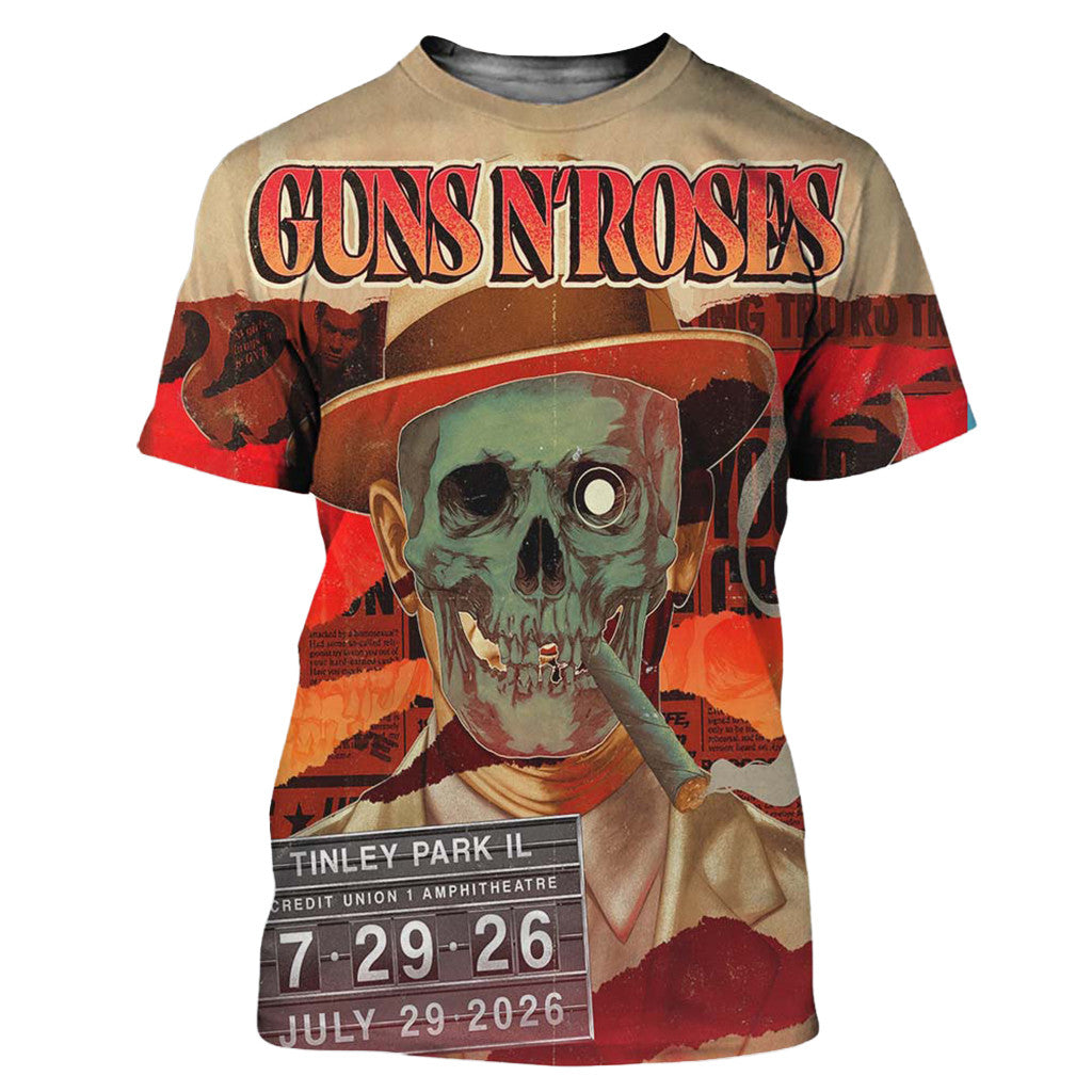 Guns N Roses Tinley Park IL 2026 Event Poster Guns N Roses Merch Best Gifts For Music Lovers - Merchluma