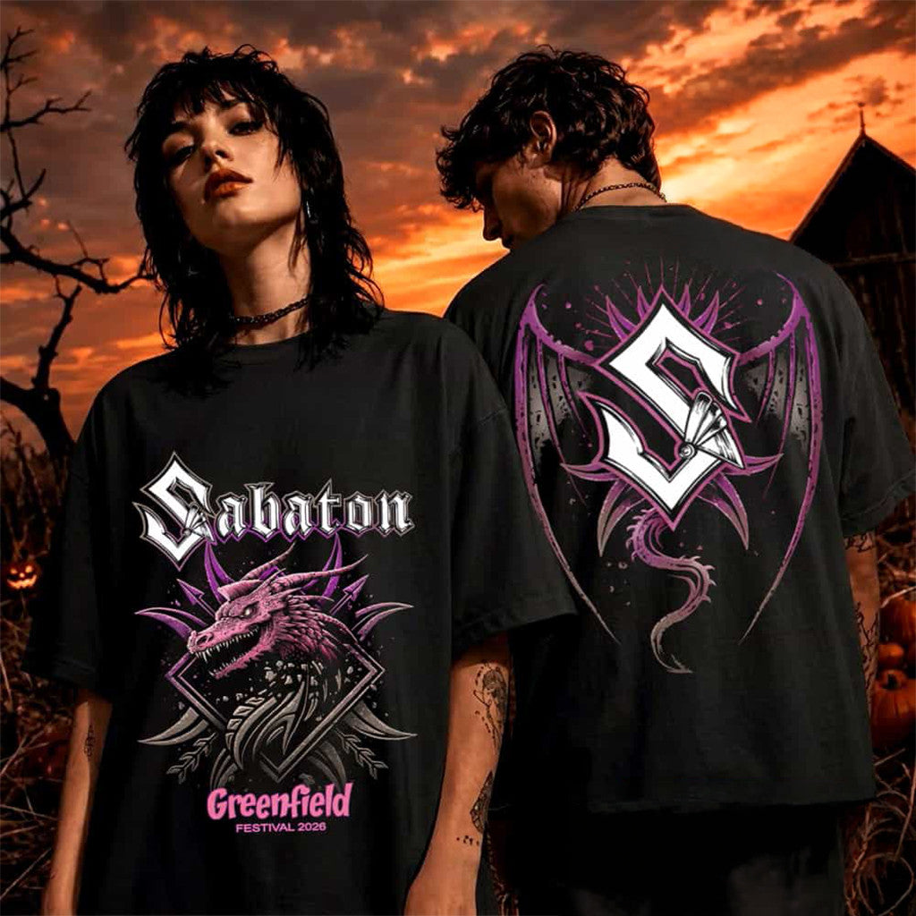 Sabaton Greenfield Festival 2026 Event Purple Dragon Head T-Shirt Sabaton Merch Fans Gifts - Merchluma