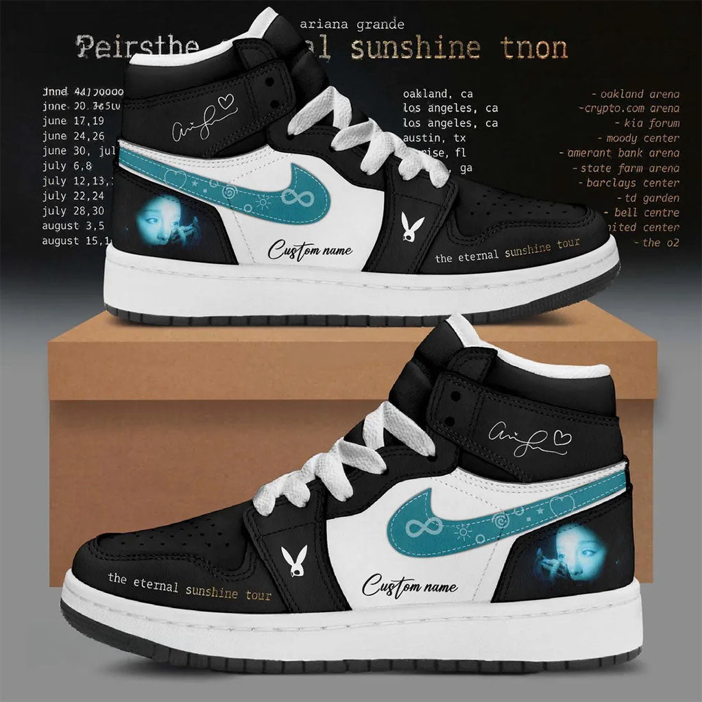 Personalized Ariana Grande Eternal Sunshine Tour Black Teal Shoes Sneakers Ariana Grande Merch - Merchluma
