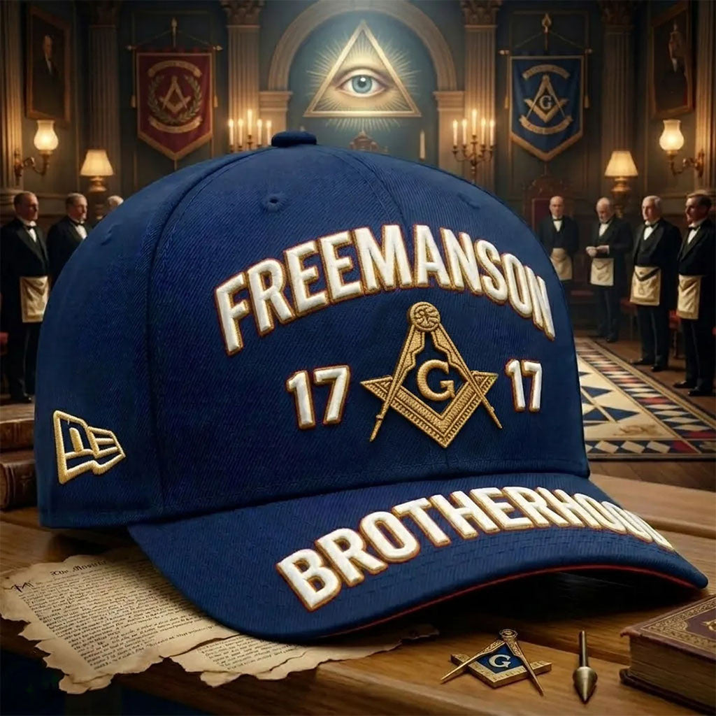 Freemason 1717 Embroidered Brotherhood Baseball Cap Freemason Merch Gift For Dad - Merchluma