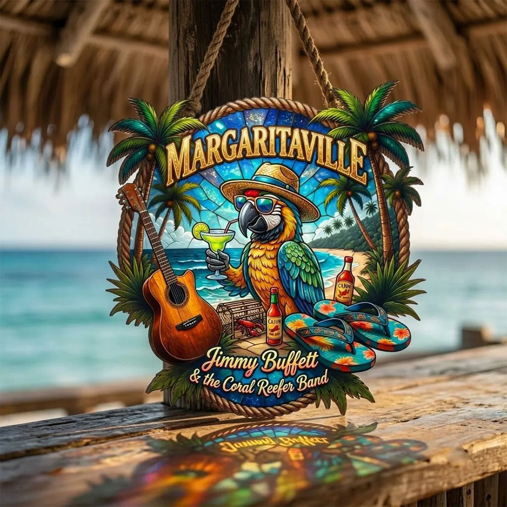 Jimmy Buffett Margaritaville Stained Glass Suncatcher Jimmy Buffett Merch Hanging Decor - Merchluma