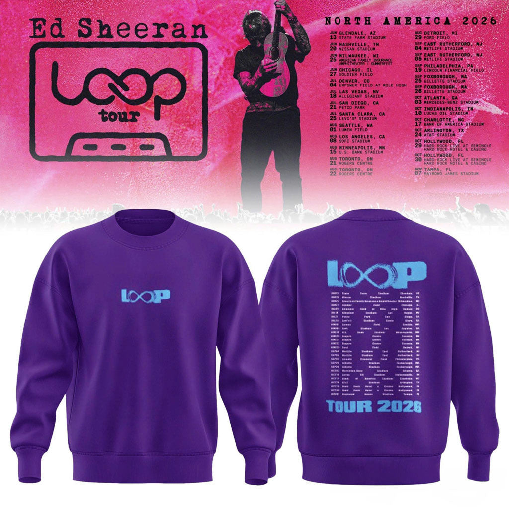 Ed Sheeran Loop Tour 2026 Concert List Sweatshirt Ed Sheeran Merch Music Lover Gifts For Him - Merchluma