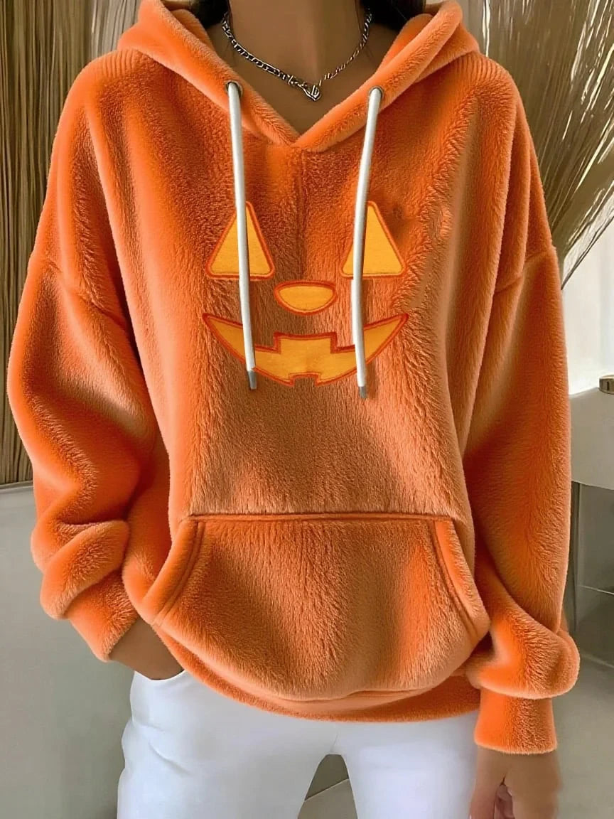 Cute Minimalist Pumpkin Face Eyes Hoodie Target Halloween Clothing Gift For Teens - Merchluma