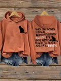 Womens Halloween Witch Black Cat Hoodie Spooky Black Cat Bat Wings Pumpkin Merch Best Gifts - Merchluma
