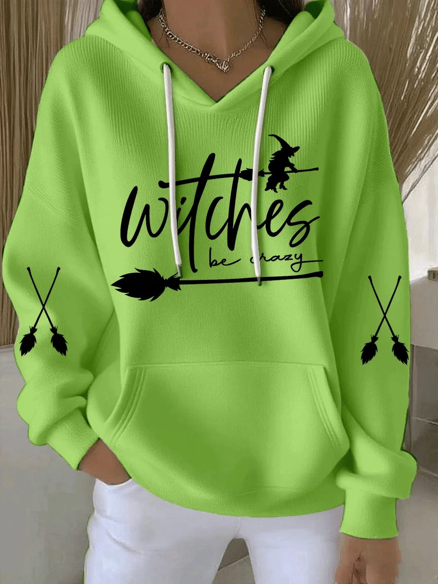 Witches Spell Magic Broom Floral Hoodie Cute Halloween Clothing Gift For Women - Merchluma