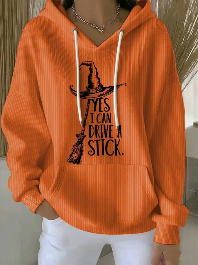 Women's Yes I Can Drive A Stick Hoodie Witch Halloween Clothing Gift For Witchy Souls - Merchluma