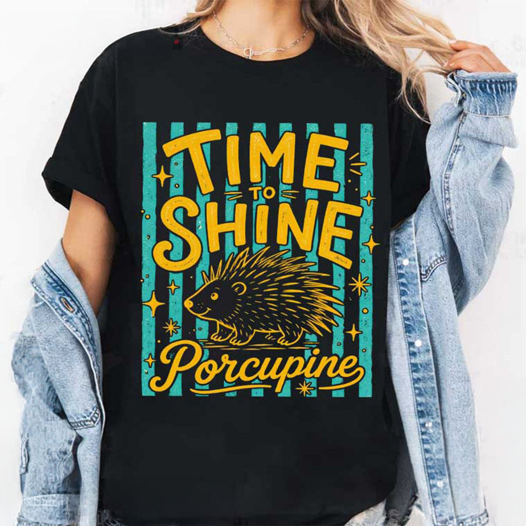 Time To Shine Porcupine T-Shirt Cute Back To School Shirt Best Gift For Teacher - Merchluma