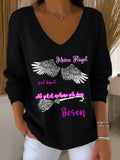 Meine Flugel Sind Kaputt Ab Jetzt Nehme Ich Den Besen V-Neck Long Sleeve Shirt Halloween Merch - Merchluma