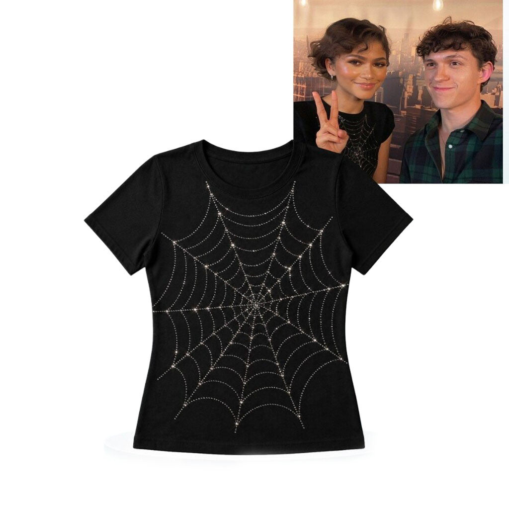 Tom Holland And Zendaya Promoting Spider-Man Brand New Day Shirt Spider Web Tee Gift For Her - Merchluma