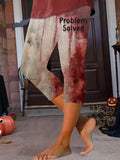 Bloody Problem Solved Halloween Leggings Pants Halloween Horror Nights Merch Unique Gift - Merchluma