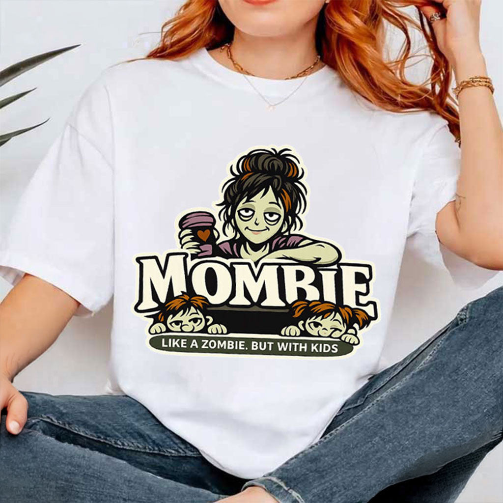 Halloween Mombie Like A Zombie But With Kids Shirt Funny Mom T-Shirt Halloween Gifts - Merchluma