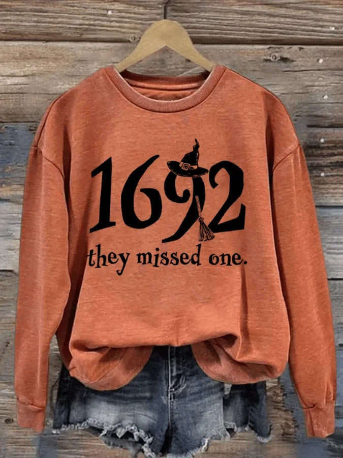 1692 They Missed One Sweatshirt Witch Trials Halloween Themed Merch Gift For Salem Fans - Merchluma
