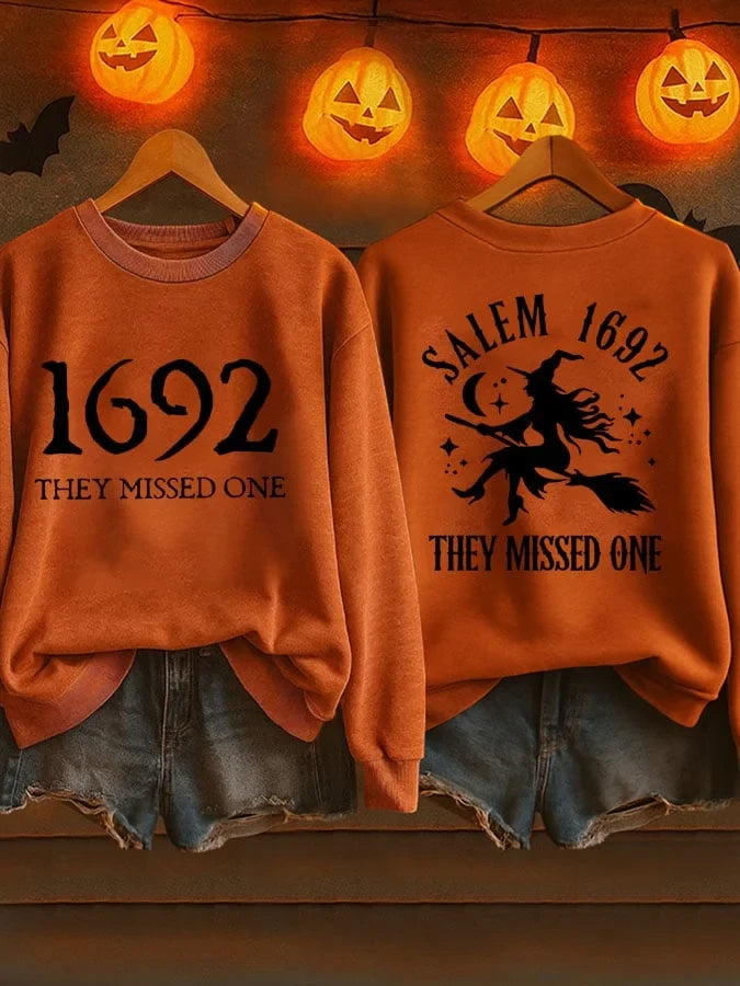 1692 Salem Flying Witch Silhouette Sweatshirt Halloween Clothing Gift For Movie Fans - Merchluma