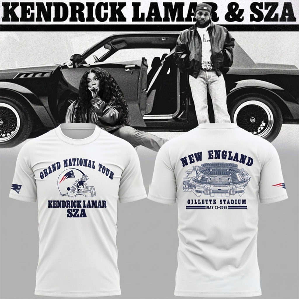Kendrick Lamar Grand National Tour x SZA At New England Gillette Stadium T-Shirt SZA Merch - Merchluma