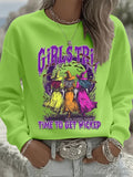 Girls Trip Time To Get Wicked Sweatshirt Halloween Graphic Clothing Gift For Best Friends - Merchluma