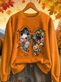 Halloween Bow Pumpkin Sweatshirt Scared Halloween Cats Pumpkin Patch Clothes Gift Ideas - Merchluma